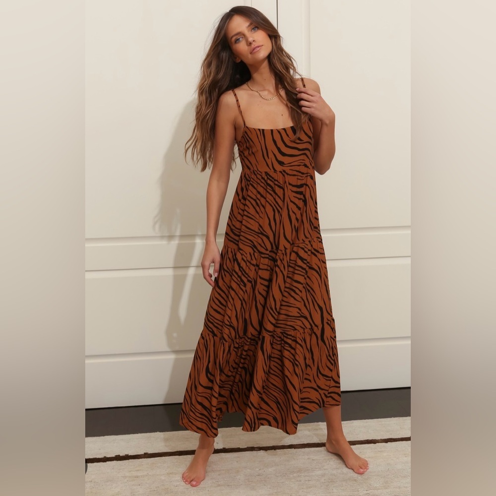 FAITHFULL THE BRAND Corvina Animal Print Midi Dress, Size 2 - Picture 4 of 14